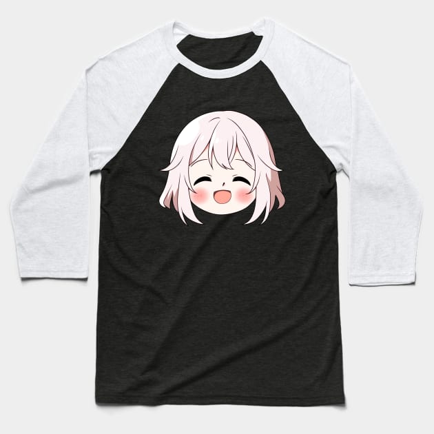 Cute Smiling Anime Face Emoji - Anime Shirt Baseball T-Shirt by KAIGAME Art